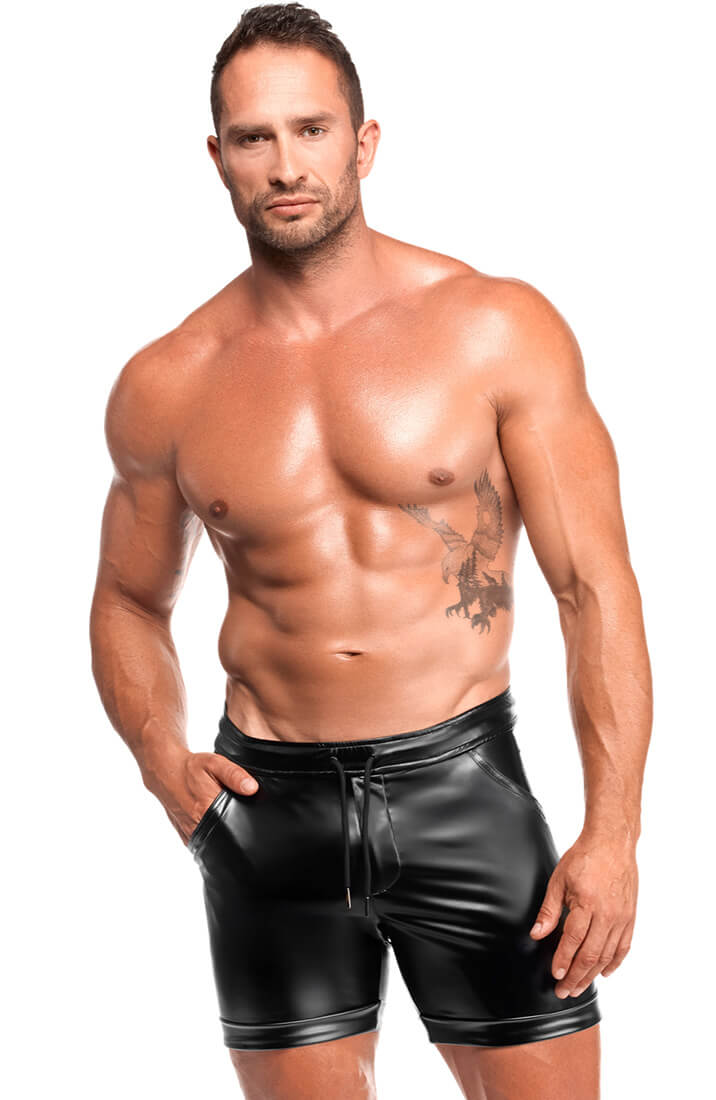 Black Wet Look Shorts - Rogue