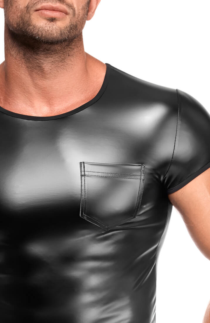 Black Wet Look T-Shirt - Night Form