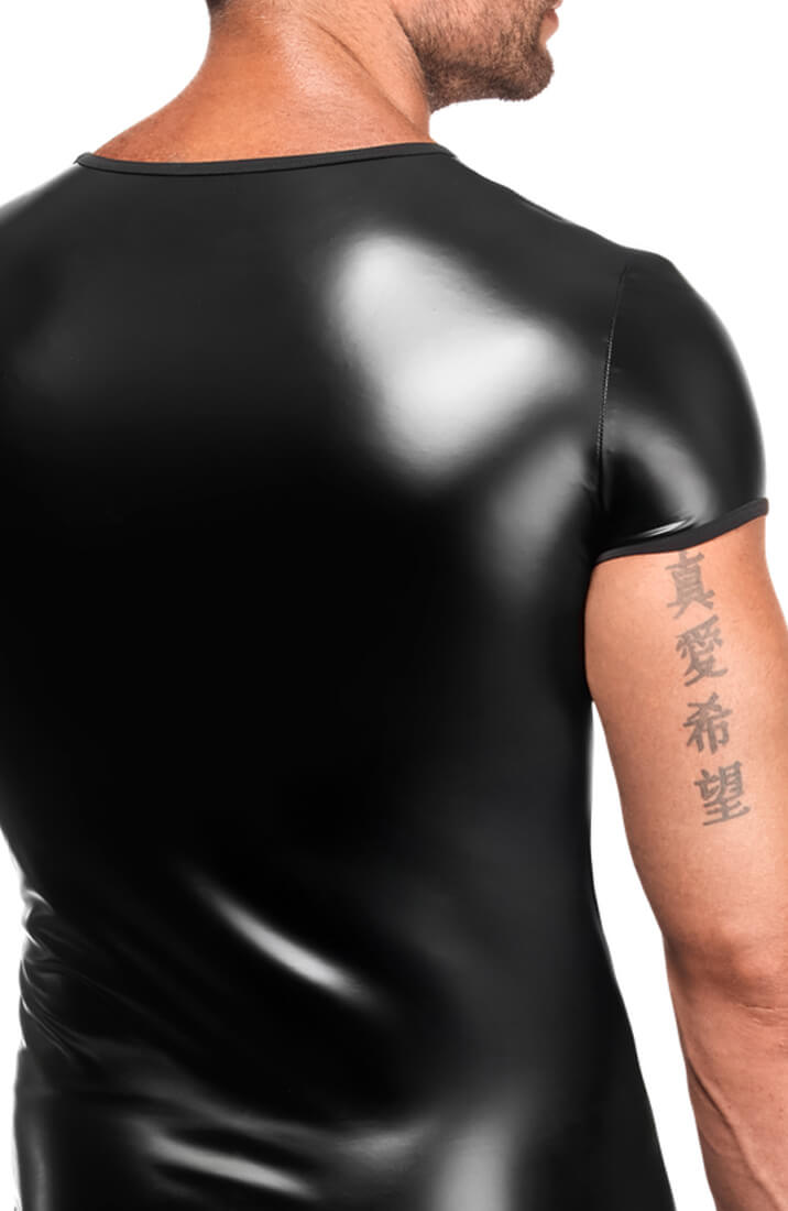 Black Wet Look T-Shirt - Night Form