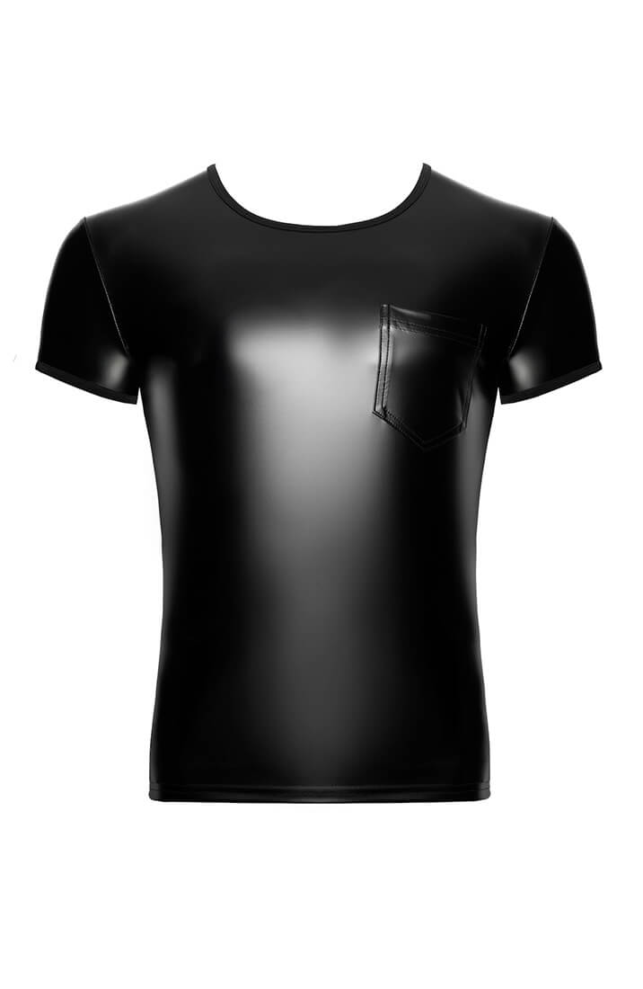 Black Wet Look T-Shirt - Night Form