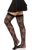 Black wild rose lace thigh highs