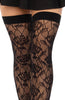 Black wild rose lace thigh highs