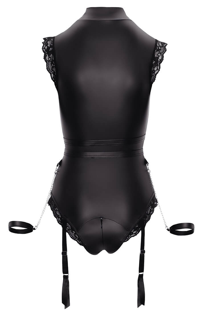 Erotic bodysuit lingerie with harness & restraints