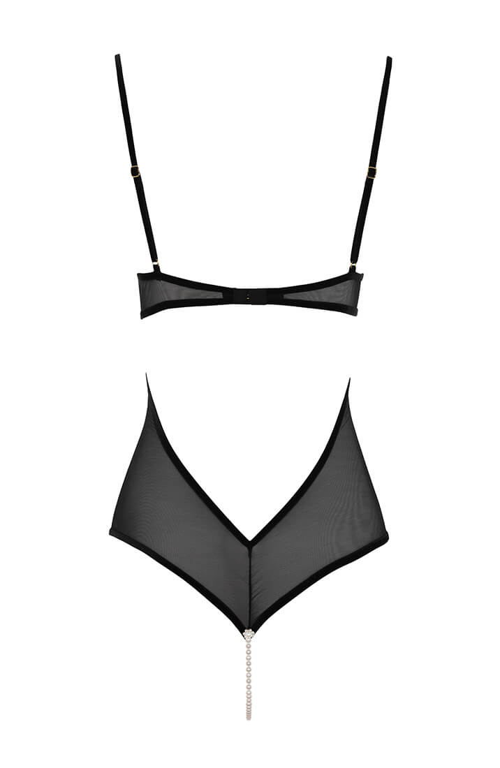 Sheer black pearl bodysuit with stimulating pearl string from COAX Copenhagen
