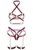 Ultra sexy burgundy harness lingerie set with chains