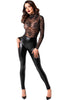 COAX Copenhagen black wet look catsuit with lace details - the perfect blend of bold and romantic