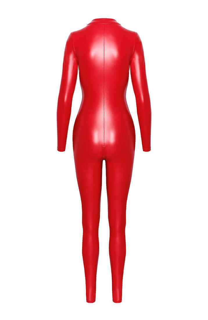 COAX Copenhagen - Red wet look Catsuit in Orgy - back ghost