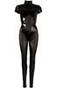 Temptation in every detail - this COAX Copenhagen catsuit blends wet look curves with sheer allure