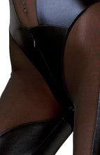 Load image into Gallery viewer, Unapologetically bold - this wet look x sheer mesh catsuit sculpts, teases, and turns heads