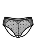 Load image into Gallery viewer, Crotchless dotted sheer black mesh briefs