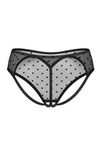 Load image into Gallery viewer, Crotchless dotted sheer black mesh briefs