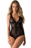 Crotchless lace bodysuit with pearls