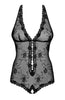 Crotchless lace bodysuit with pearls