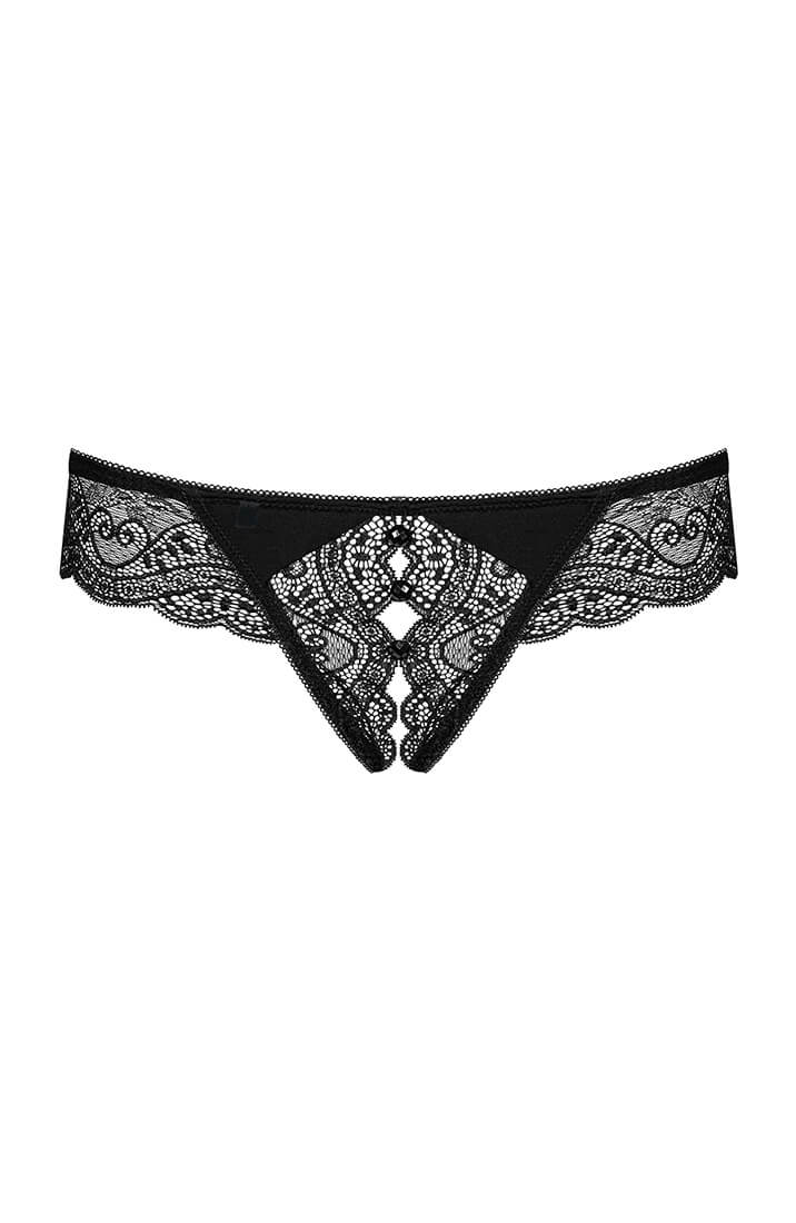 Erotic crotchless lace thong