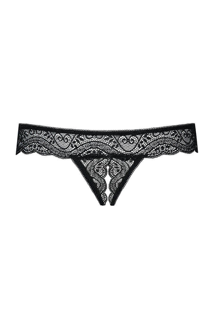 Erotic crotchless lace thong