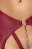Close-up of handcuffs attached to side rings - soft bondage lingerie for sensual restraint play