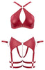 Full body shot in provocative soft bondage lingerie set with Velcro cuffs and stimulating details