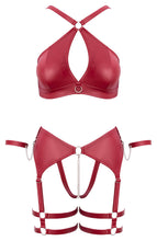 Load image into Gallery viewer, Full body shot in provocative soft bondage lingerie set with Velcro cuffs and stimulating details