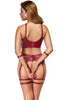 COAX Copenhagen dark red lingerie set with suspender thong and detachable cuffs - sexy underwear inspiration