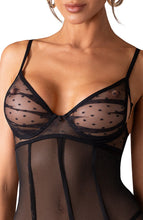 Load image into Gallery viewer, Dotted sheer black mesh chemise