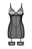 Dotted sheer black mesh chemise