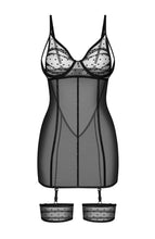 Load image into Gallery viewer, Dotted sheer black mesh chemise