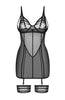 Dotted sheer black mesh chemise