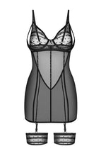 Load image into Gallery viewer, Dotted sheer black mesh chemise