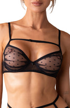 Load image into Gallery viewer, Dotted sheer black mesh lingerie set