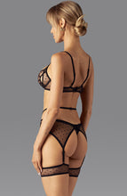 Load image into Gallery viewer, Dotted sheer black mesh lingerie set