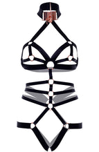 Load image into Gallery viewer, Ultra sexy body harness lingerie with rose gold lock