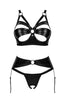 Erotic black cut-out 3 pc lingerie set