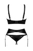 Erotic black cut-out 3 pc lingerie set