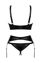 Load image into Gallery viewer, Erotic black cut-out 3 pc lingerie set