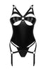 Erotic black cut-out bustier set