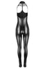 Step into power with this glossy black open-cup wet look catsuit – made to seduce effortlessly