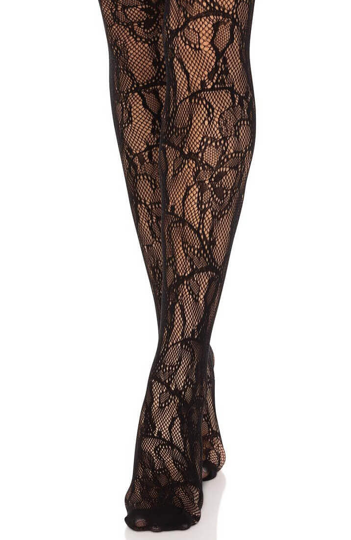 Eyelet rose lace suspender stockings