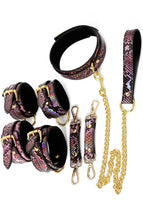 Load image into Gallery viewer, Faux pink &amp; gold reptile BDSM set