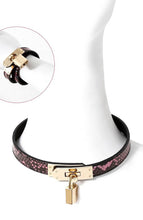 Load image into Gallery viewer, Faux pink &amp; gold reptile collar/bracelet