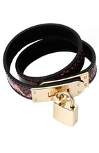 Load image into Gallery viewer, Faux pink &amp; gold reptile collar/bracelet