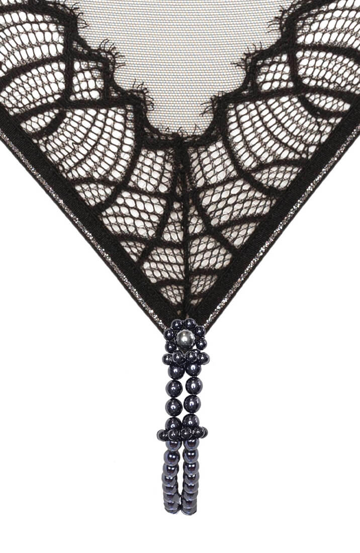 Black G-string with adjustable double pearl string by COAX Copenhagen