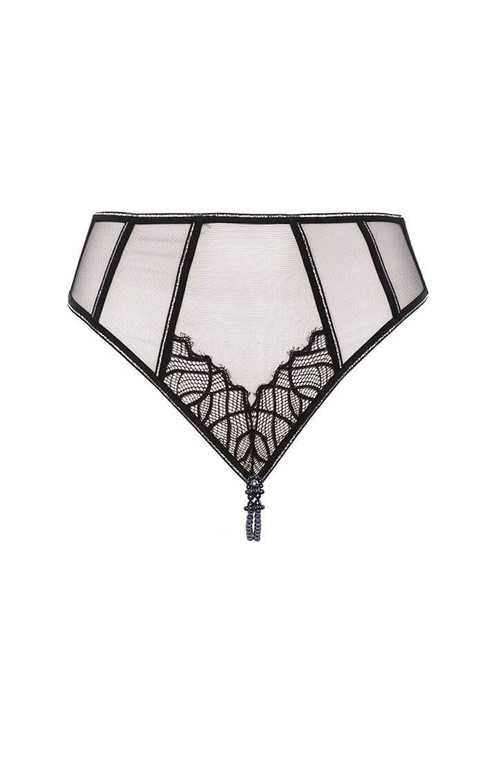 Luxury lingerie sculpting high-waist panty with double pearl string