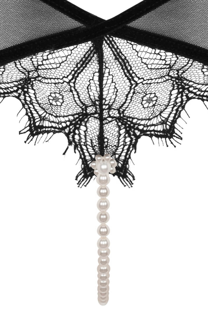 COAX Copenhagen pearl lingerie with French Leavers lace and ivory pearl string