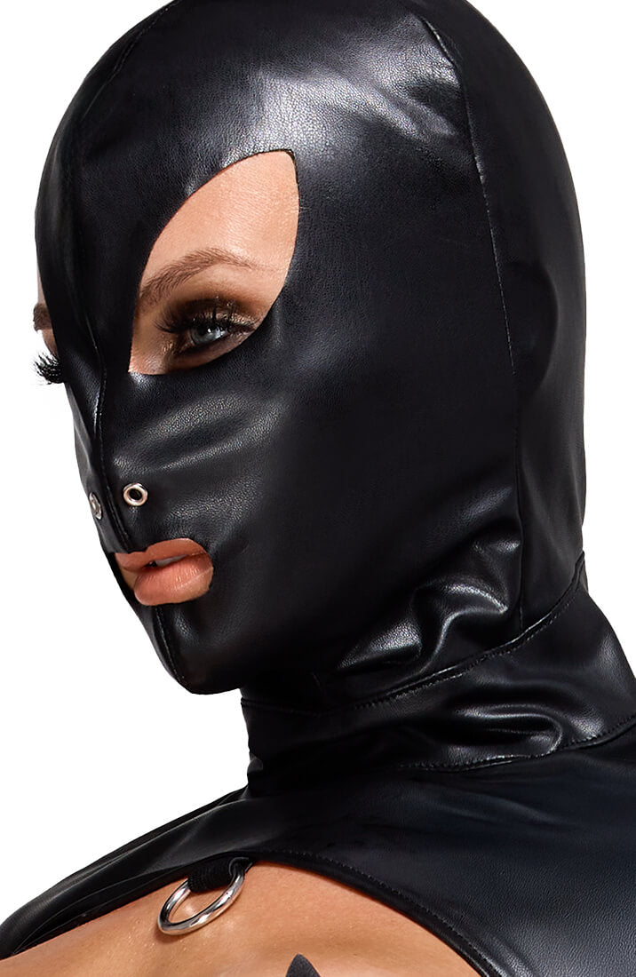Luxury hooded lingerie set in matte wet look fabric