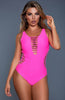 Hot neon pink swimsuit with cut-outs