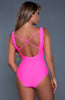 Hot neon pink swimsuit with cut-outs