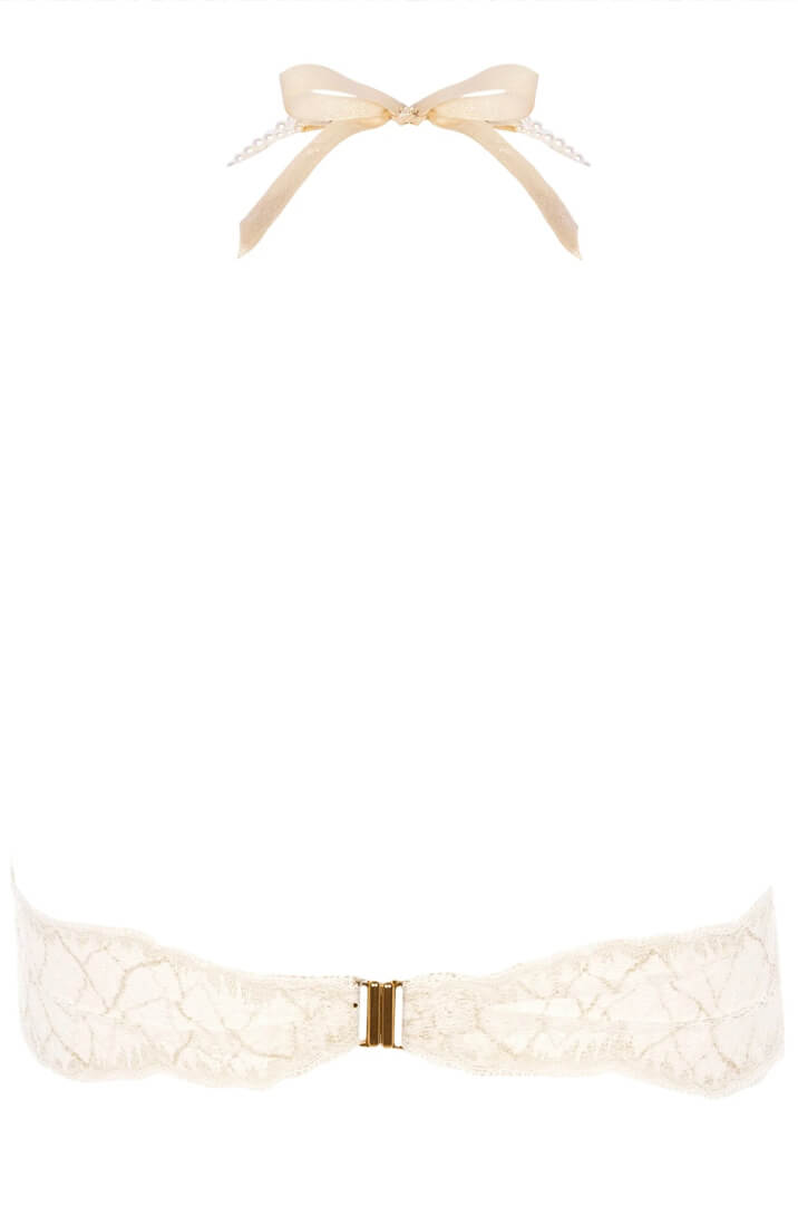 Elegant Ivory Bodysuit With White Pearls And Italian Lace - Bridal Night Lingerie