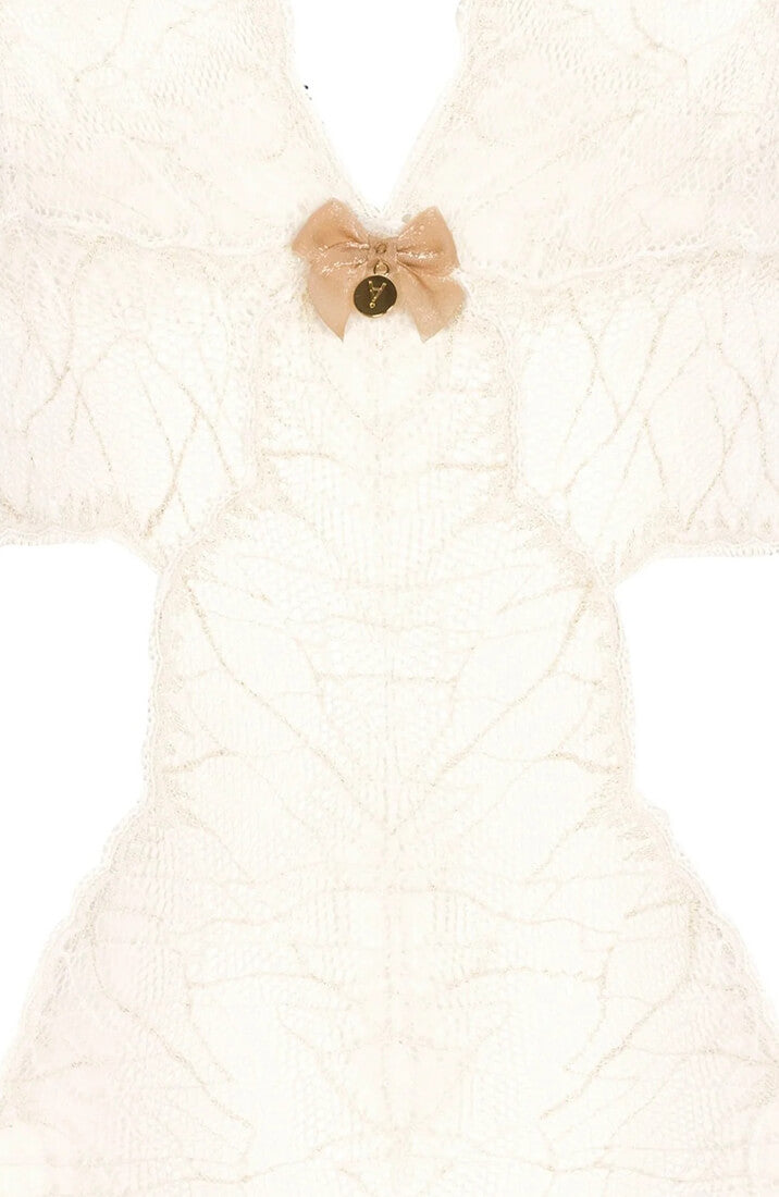 Ivory Lace One Piece With Pearl String Design - Romantic And Sensual Lingerie