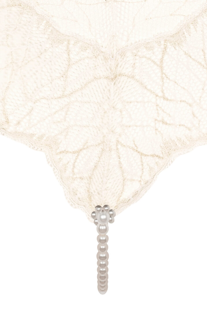 Ivory Bodysuit With Single Pearl String Detail - Elegant Erotic Lingerie