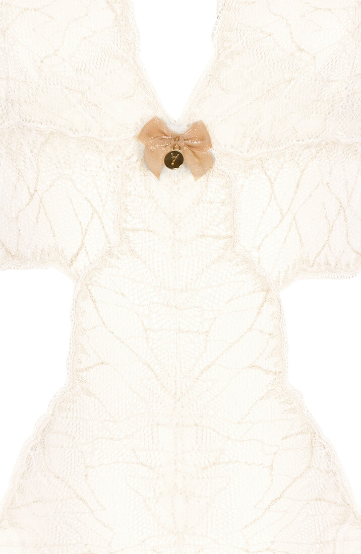 Ivory Lace Bodysuit With Pearl Detail - Bridal And Sensual Lingerie
